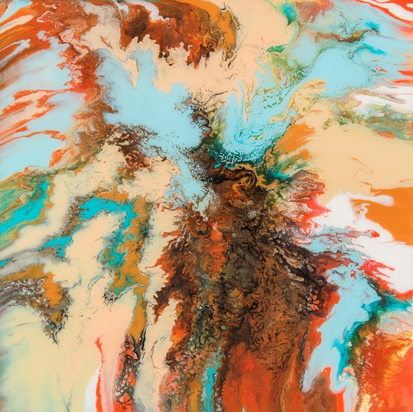 Auburn Transformation Fluid Art Painting