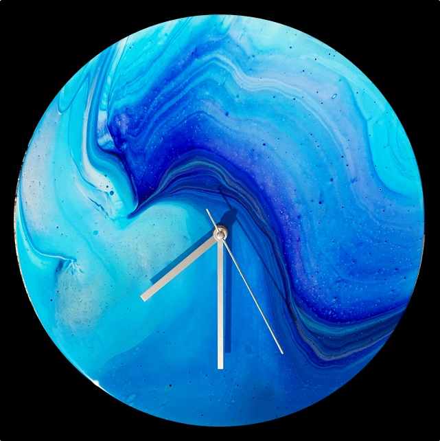 Bioluminescent Bay Fluid Art Clock