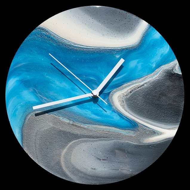 Blue River Fluid Art Clock