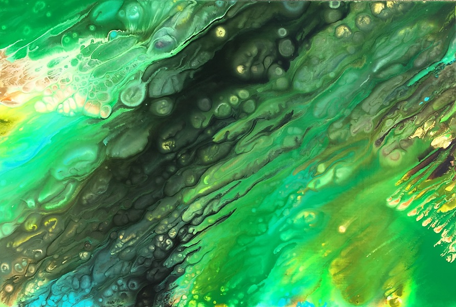 Cosmic Rainforest Fluid Art Painting