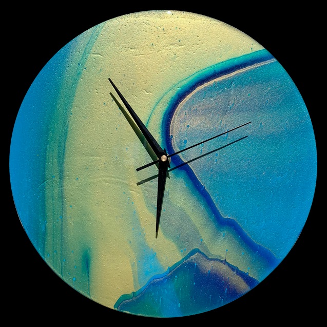 Peaceful Waters Fluid Art Clock