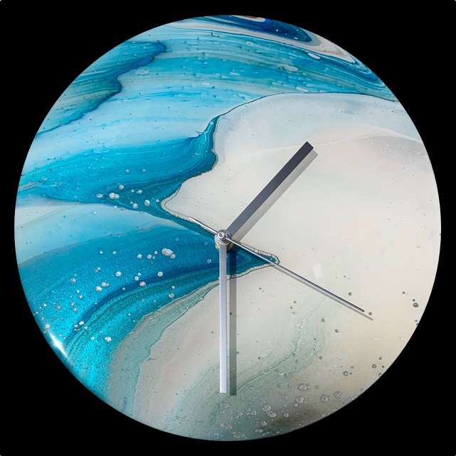 Polar Ice Cap Fluid Art Clock