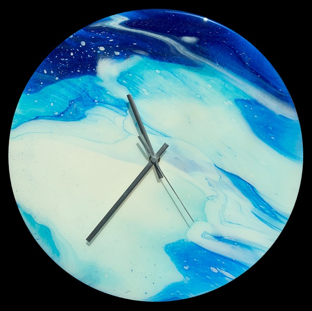 Time Flies Fluid Art Clock
